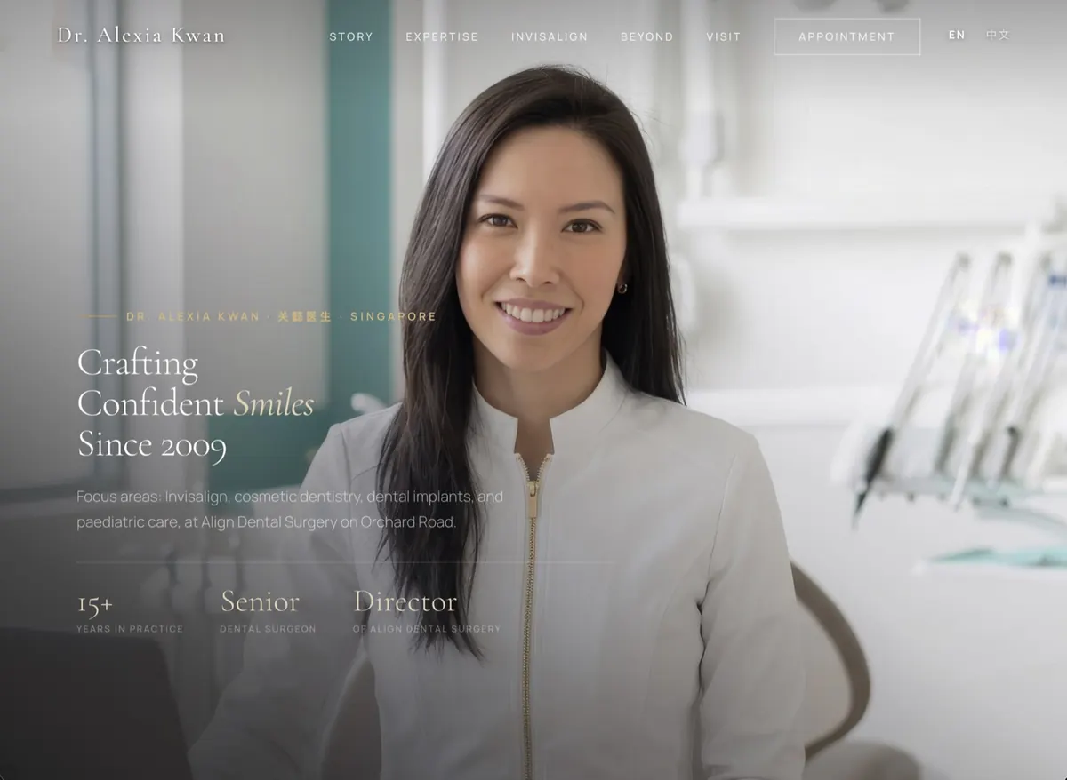 Dr Alexia Kwan dental surgery website at Orchard Road Singapore