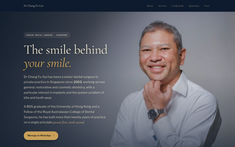 Dr Chang Fu-Gui dental surgery website Singapore